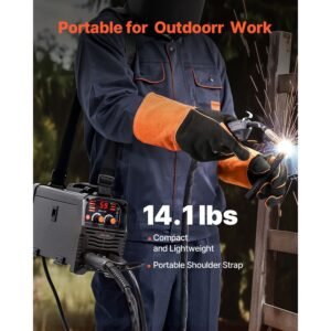mig welder, 130amp synergic mig welding machine, 3 in 1 flux core mig/stick/lift tig multi process welder machine, 110v portable mig welder with igbt inverter technology & digital display screen