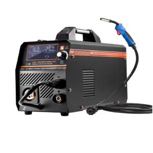 mig welder, 160a synergic mig welding machine, 4 in 1 gas mig/flux core mig/stick/lift tig multi process welder machine, 110v/220v dual voltage mig welder with igbt inverter & lcd screen display