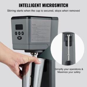milkshake maker, 375w electric milkshake machine, single head drink mixer blender machine, led intelligent microswitch, 3 speed milkshake mixer with 820 ml stainless steel cup