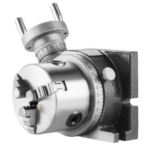 milling machine rotary table, 4''/100 mm, versatile horizontal & vertical design, precision crafted, includes 3.1''/80 mm 3 jaw chuck, m10 t bolts & nuts, ideal for engineering & indexing