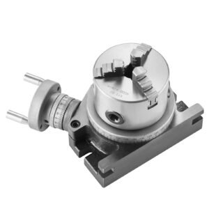 milling machine rotary table, 4''/100 mm, versatile horizontal & vertical design, precision crafted, includes 3.1''/80 mm 3 jaw chuck, m10 t bolts & nuts, ideal for engineering & indexing