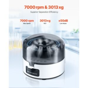mini centrifuge machine, 3013xg rcf electric laboratory centrifuge machine with 2 in 1 rotor for 0.2/1.5/2ml tube capacity, fixed speed 7000r/min, low noise, widely used in various experiments