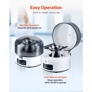 mini centrifuge machine, 3013xg rcf electric laboratory centrifuge machine with 2 in 1 rotor for 0.2/1.5/2ml tube capacity, fixed speed 7000r/min, low noise, widely used in various experiments