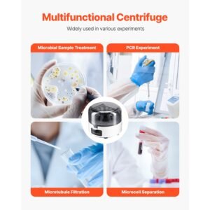 mini centrifuge machine, 3013xg rcf electric laboratory centrifuge machine with 2 in 1 rotor for 0.2/1.5/2ml tube capacity, fixed speed 7000r/min, low noise, widely used in various experiments