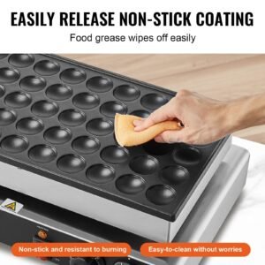 mini dutch pancake maker, 50pcs 43mm diameter dorayaki baker machine, 1700w commercial electric poffertjes grill, non stick stainless steel, dual temp & time control, for home kitchen restaurant