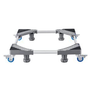 mini fridge stand, 400 lbs load, 4 strong feet, 4 locking swivel wheels, washer and dryer pedestal, multi functional adjustable base for washing machine, and refrigerator, universal mobile base