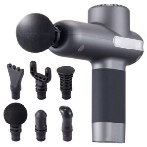 mini massage gun, percussion muscle massage gun for athletes with 5 speed levels & 6 massage heads, 7.4v 2500mah batteries, handheld small massage gun for pain relief, muscle relaxation