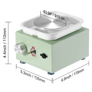 mini pottery wheel, 0 320rpm adjustable speed detachable basin forming machine, 2.56in/3.94in 2 turntables electric ceramic wheel machine, 18pcs accessories, for art craft work home diy, green