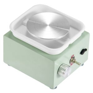 mini pottery wheel, 0 320rpm adjustable speed detachable basin forming machine, 2.56in/3.94in 2 turntables electric ceramic wheel machine, 18pcs accessories, for art craft work home diy, green