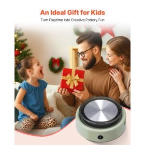 mini pottery wheel, 6 inch turntable, forward and reverse rotation, adjustable speed, electric clay wheel for kids and beginners, with shaping tools, for home diy, pottery classes, green