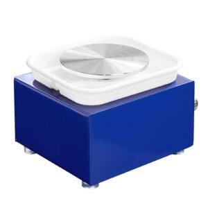 mini pottery wheel, for kids or beginners, 2 turntables 2.6in/3.9in ceramic wheel machine, adjustable 0 300rpm speed abs detachable basin, 17 pottery accessories, work art craft diy, 30w, blue