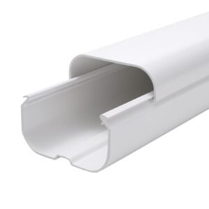 mini split line set cover 3 inch w 15.8ft l, pvc decorative pipe line cover for air conditioner with 4 straight ducts & full components easy to install, paintable for heat pumps, white