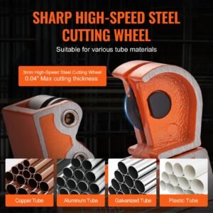 mini tubing cutter, 1/8" 1 1/8" o.d. mini copper pipe cutter, heavy duty compact tube cutter tool with high speed skd blade for copper, aluminum, galvanized, plastic pipes