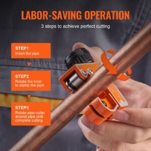 mini tubing cutter, 1/8" 1 1/8" o.d. mini copper pipe cutter, heavy duty compact tube cutter tool with high speed skd blade for copper, aluminum, galvanized, plastic pipes