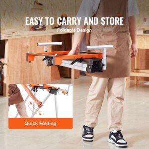 miter saw stand, 300lbs load capacity steel collapsible stand for miter saw with one piece mounting brackets clamps, adjustable height and length, portable compact and folding miter saw stand