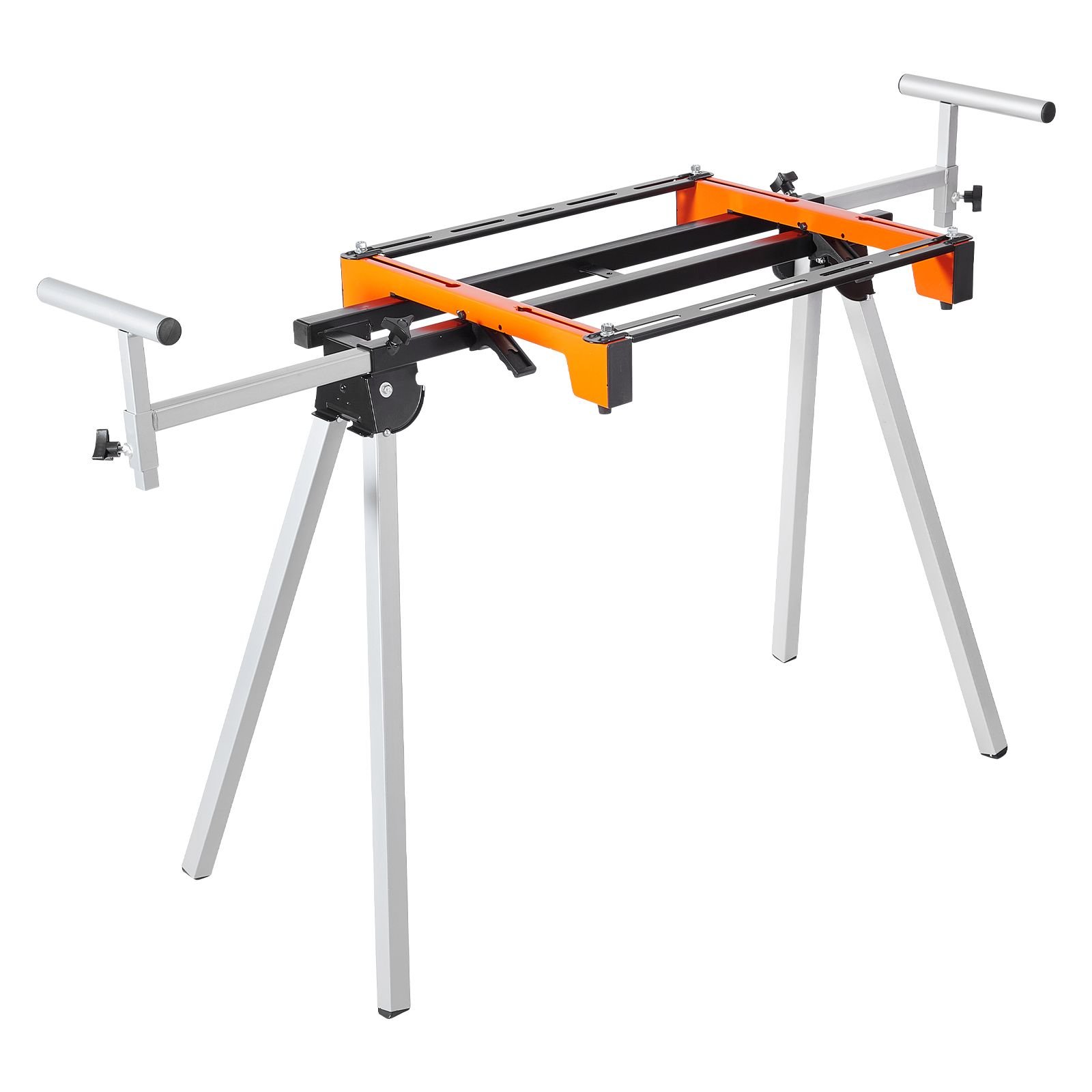 miter saw stand, 300lbs load capacity steel collapsible stand for miter saw with one piece mounting brackets clamps, adjustable height and length, portable compact and folding miter saw stand