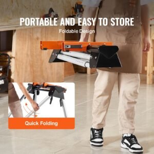 miter saw stand, 330lbs load capacity steel collapsible stand for miter saw with one piece mounting brackets clamps, 29.1" 32.9" adjustable height, portable compact and folding miter saw stand