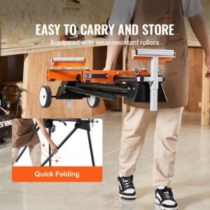 miter saw stand, 550lbs load capacity steel collapsible stand for miter saw with one piece mounting brackets clamps, adjustable height and length, portable compact and folding miter saw stand