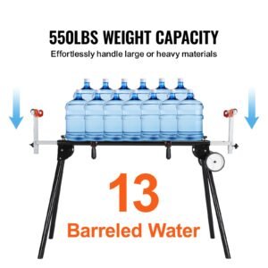 miter saw stand, 550lbs load capacity steel collapsible stand for miter saw with one piece mounting brackets clamps, adjustable height and length, portable compact and folding miter saw stand