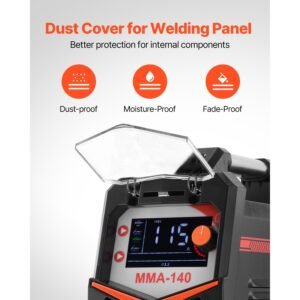 mma welder, 140a 4 in 1 welding machine mma (stick)/dc pulse mma/dc pulse tig/lift tig, 110 & 220v dual voltage electric welder with led display, synergic control, igbt inverter hot start