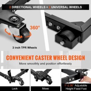 mobile base, 1500 lbs capacity, adjustable from 18" x 24" to 26.5" x 31.5", heavy duty universal mobile base stand with swivel wheels, for woodworking equipment, bandsaw, power tools, machines