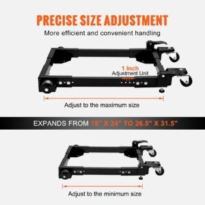 mobile base, 1500 lbs capacity, adjustable from 18" x 24" to 26.5" x 31.5", heavy duty universal mobile base stand with swivel wheels, for woodworking equipment, bandsaw, power tools, machines