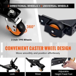mobile base, 650 lbs weight capacity, adjustable from 12" x 12" to 36" x 36", heavy duty universal mobile base stand with swivel wheels, for woodworking equipment, bandsaw, power tools, machines