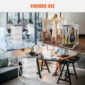 mobile blueprint storage rack, plan holder with 12 pivot brackets, mobile blueprint holder adjustable height & length, poster display rack for office and home (rack only without clamps)