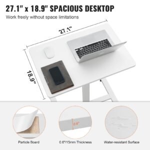 mobile standing desk, 28" 44" gas spring height adjustable sit stand desk, 4 360° swivel wheels (2 lockable) portable rolling laptop table computer cart for home office school, 40lbs loading