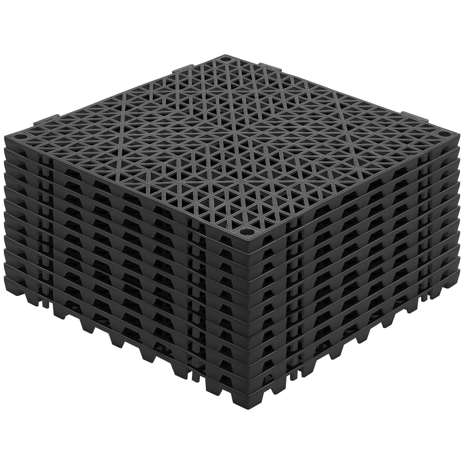 modular interlocking cushion, 12 pack 12" x 12" splicing drainage mats, soft pvc interlocking drainage floor tiles, non slip drainage holes for restroom, bathroom, kitchen, pool, wet areas, blac