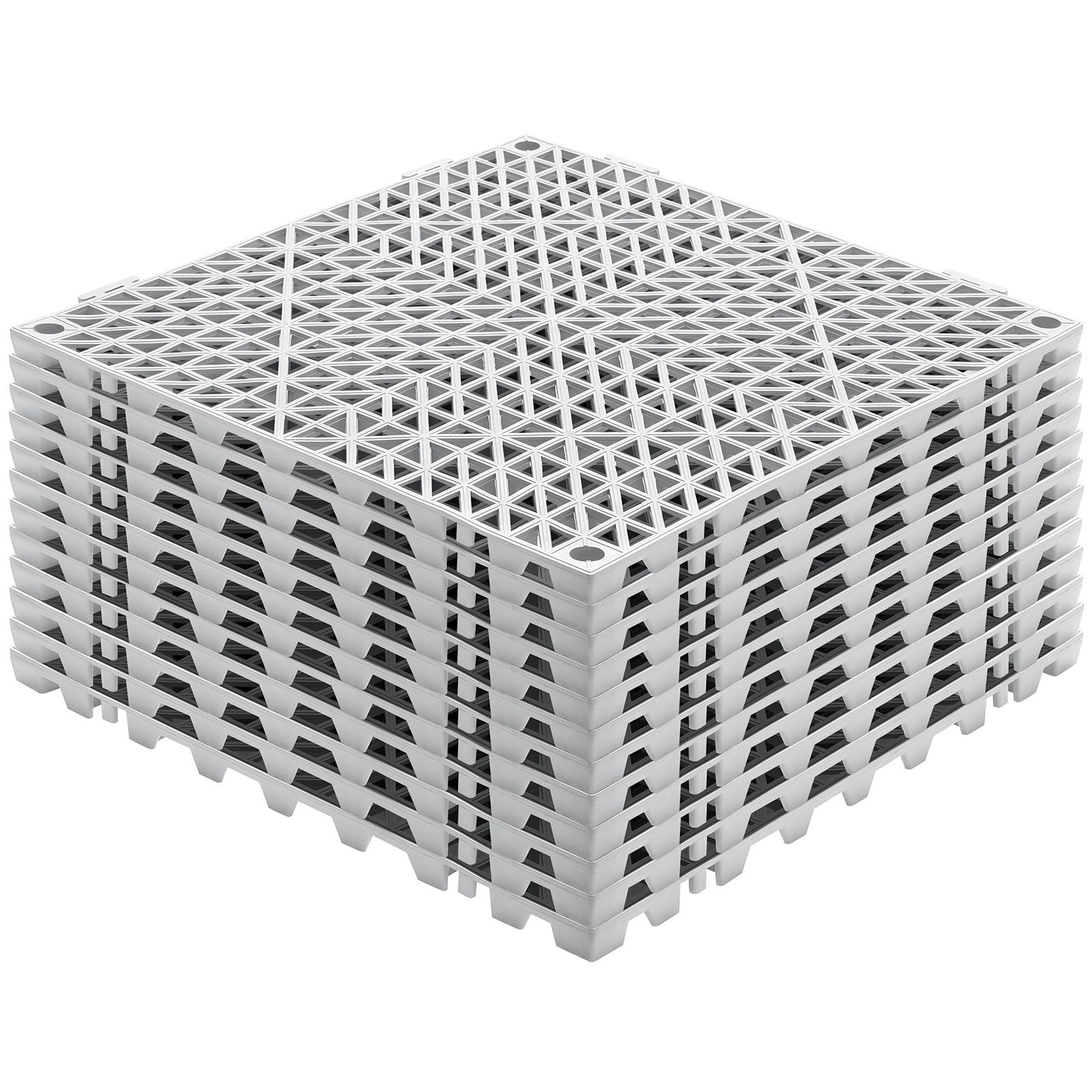 modular interlocking cushion, 12 pack 12" x 12" splicing drainage mats, soft pvc interlocking drainage floor tiles, non slip drainage holes for restroom, bathroom, kitchen, pool, wet areas, gray