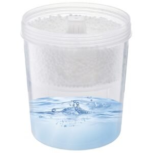 moisture absorber bucket, 2 packs 16.2 oz hi capacity moisture absorber bucket with 800ml storage area & reusable outer bucket for long term use, fragrance free moisture absorber for fresher air