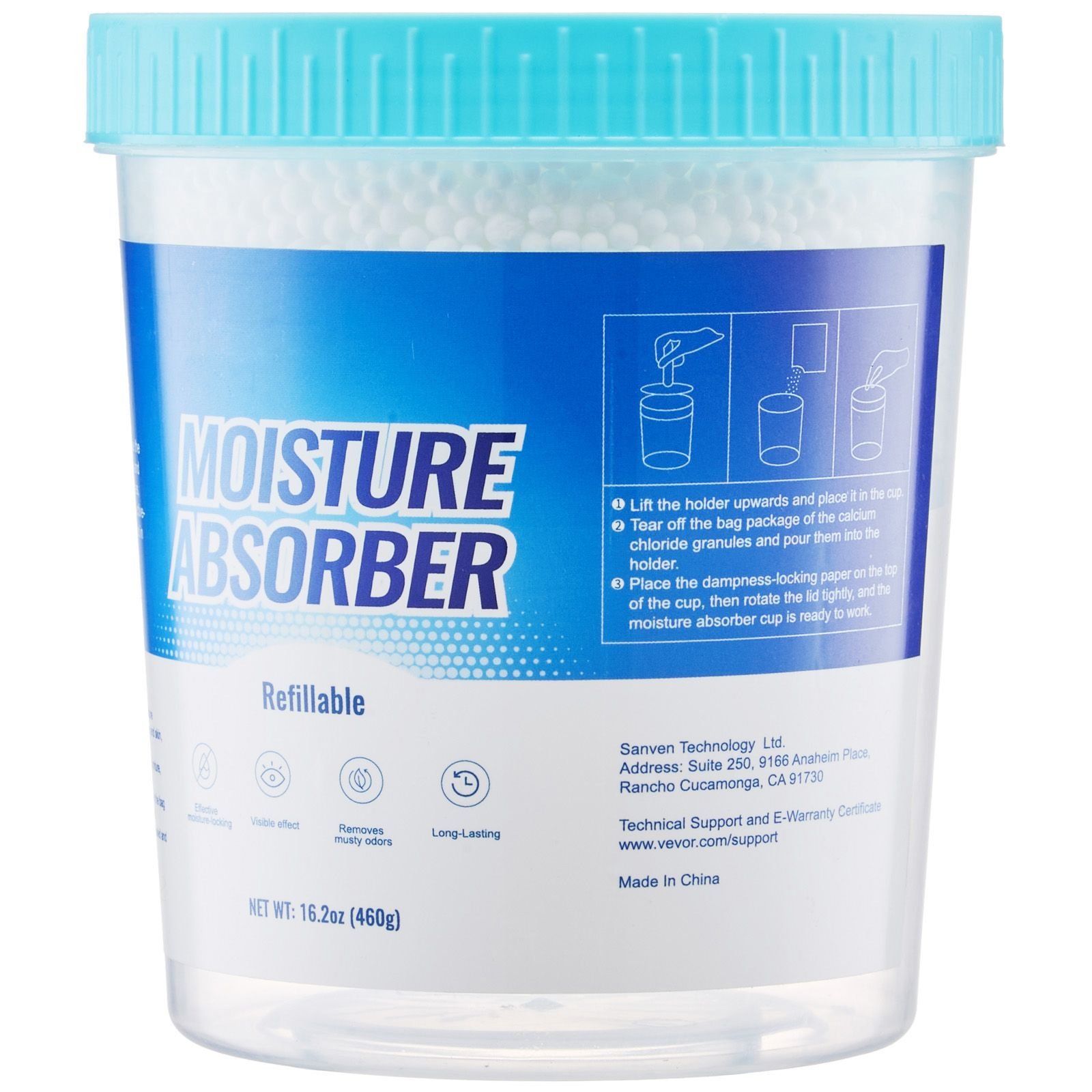 moisture absorber bucket, 2 packs 16.2 oz hi capacity moisture absorber bucket with 800ml storage area & reusable outer bucket for long term use, fragrance free moisture absorber for fresher air