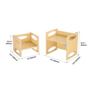 montessori weaning table and chair set, wooden toddler table and chair set for aged 1 5, adjustable height kids montessori chair and activity table, ideal for reading, eating, playing natural