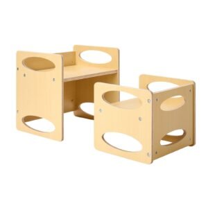 montessori weaning table and chair set, wooden toddler table and chair set for aged 1 5, adjustable height kids montessori chair and activity table, ideal for reading, eating, playing natural