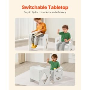 montessori weaning table and chair set, wooden toddler table and chair set for aged 1 5, adjustable height kids montessori chair and activity table, ideal for reading, eating, playing white