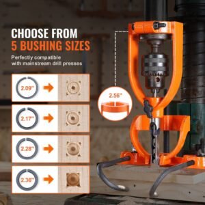mortising attachment for drill press, 4 model drills square hole chisel set, bench drill locator set mortise and tenon tools with 5 bushings, for woodworking mortising tenoning drilling machine