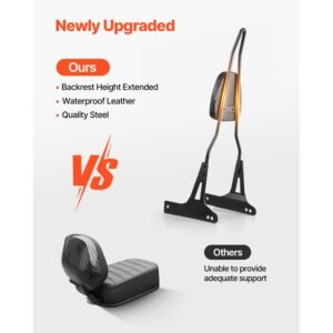 motorcycle backrest sissy bar, compatible with harley davidson dyna street glide, road glide, and road king, 29 inch height detachable passenger backrest, black