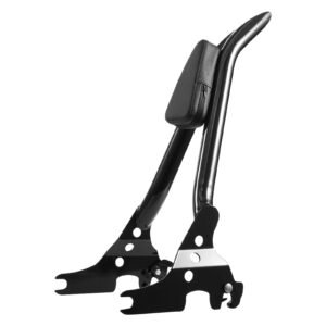 motorcycle backrest sissy bar, compatible with harley davidson touring models, 27 inch height quick release detachable passenger backrest, durable metal frame with leather rear pad, black