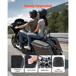 motorcycle backrest sissy bar with luggage rack, compatible with honda rebel cmx 1100 2021 2022, 18 inch height, removable passenger backrest, durable metal frame with leather pad, black
