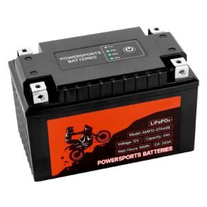 motorcycle battery, 12 volt 4ah, lifepo4 lithium pre charged powersports battery, maintenance free & high performance, compatible with atv, motorcycle, jet skis, scooter, utv, and more