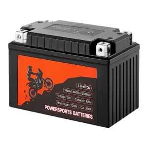 motorcycle battery, 12 volt 6ah, lifepo4 lithium pre charged powersports battery, maintenance free & high performance, compatible with atv, motorcycle, jet skis, scooter, utv, and more