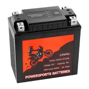 motorcycle battery, 12 volt 7ah, lifepo4 lithium pre charged powersports battery, maintenance free & high performance, compatible with atv, motorcycle, jet skis, scooter, utv, and more