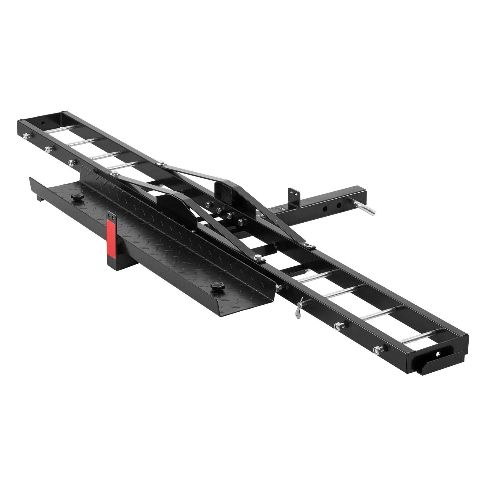 motorcycle carrier, 600 lbs steel motorcycle carrier hitch mount with loading ramp, scooter dirt bike trailer hauler with ratchet straps and stabilizer, for car, truck with 2" hitch receiver