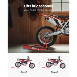 motorcycle rear wheel stand, 850 lbs load capacity heavy duty rear wheel stand with u + l fork swingarm spool, adjustabe motorcycle lift jack stand, for suzuki yamaha honda kawasaki, red