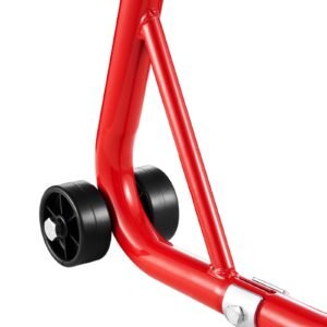 motorcycle rear wheel stand, 850 lbs load capacity heavy duty rear wheel stand with u + l fork swingarm spool, adjustabe motorcycle lift jack stand, for suzuki yamaha honda kawasaki, red