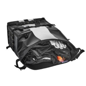 Motorcycle Saddlebag, 56 L (28 L x 2) Large Capacity Side Saddle Bag Compatible with Most Motorcycles, Waterproof Fabric Outdoor Sports Motorbike Luggage Storage with Detachable Inner Bag, Black