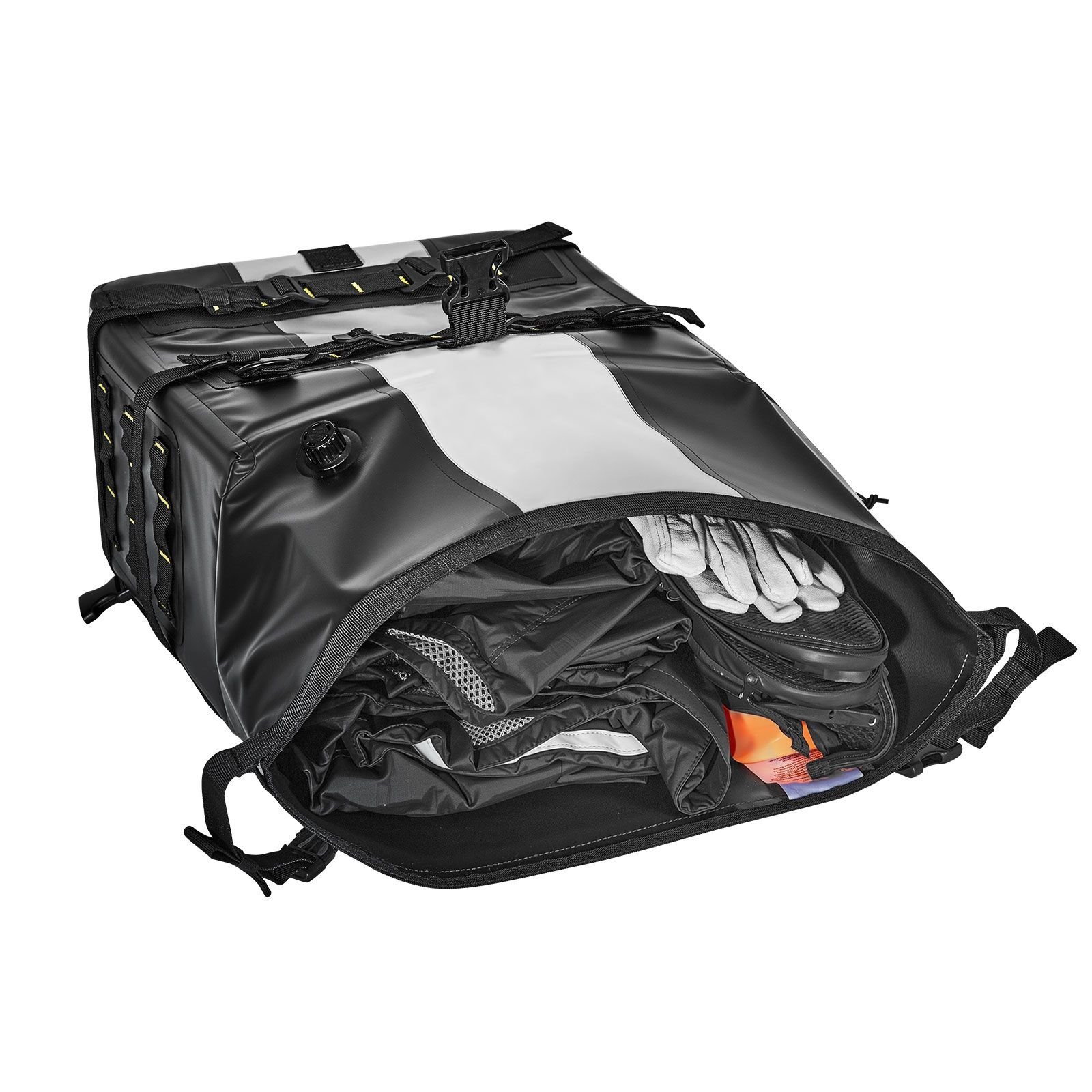 motorcycle saddlebag, 56 l (28 l x 2) large capacity side saddle bag compatible with most motorcycles, waterproof fabric outdoor sports motorbike luggage storage with detachable inner bag, black