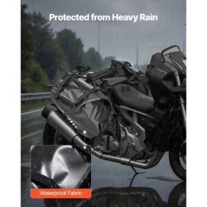 motorcycle saddlebags, 28 l (14 l x 2) large capacity side saddle bags compatible with most motorcycles, waterproof outdoor sports motorbike luggage storage shoulder bag with bottom strap, black