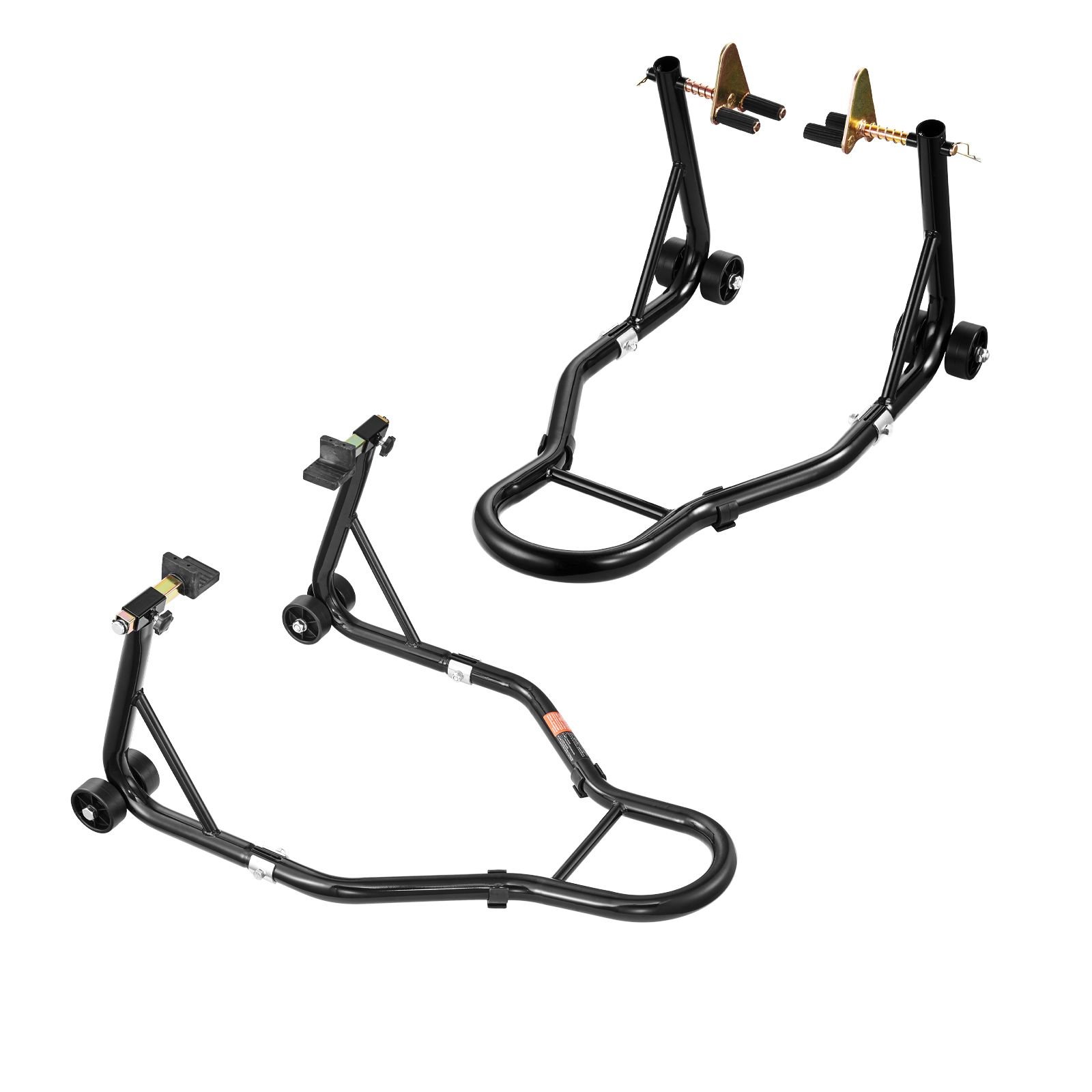 motorcycle stand lift, 1100lbs capacity front rear combo stand lift, front wheel dual fork stand, rear u+l fork swingarm spool stand, for most yamaha honda kawasaki suzuki motorcycles, black